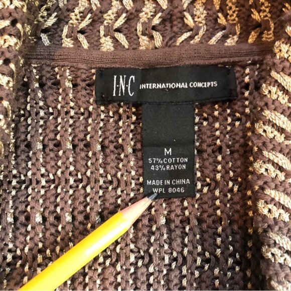 Coquette Metallic Gold Knit Waterfall Open Cardigan Shawl Collar Peplum Medium - Picture 7 of 11